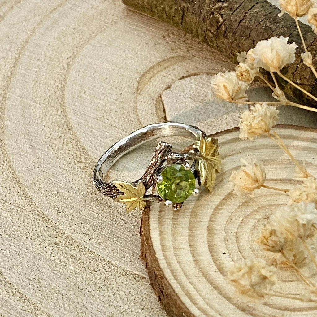 Peridot Sterling Silver Twig Ring