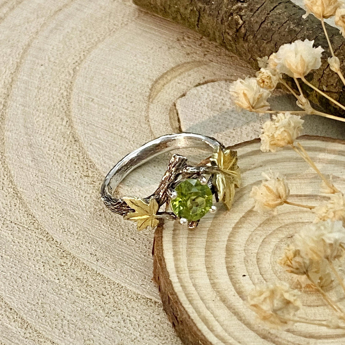 Peridot Sterling Silver Twig Ring