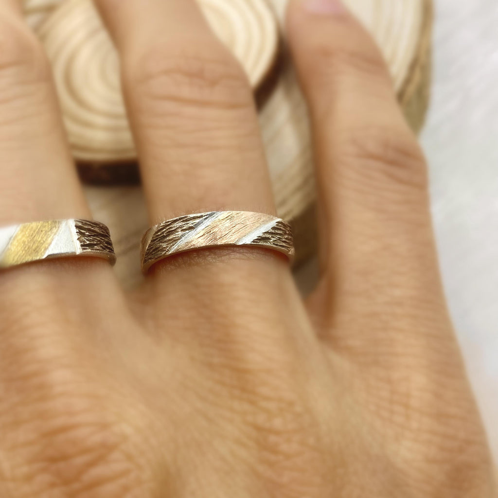Fine Silver Geometric Bark Ring