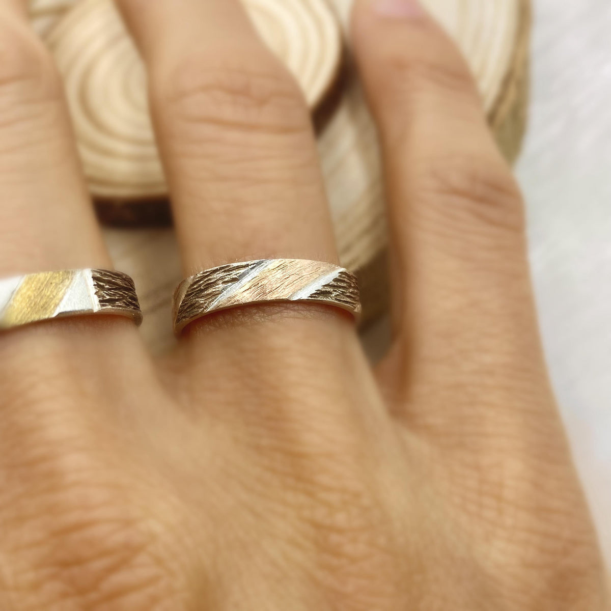 Fine Silver Geometric Bark Ring