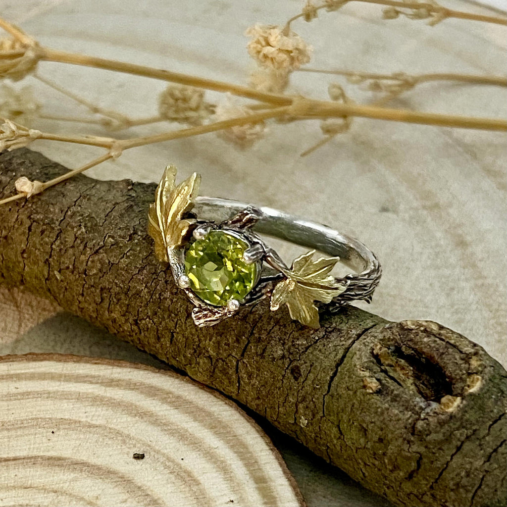 Peridot Sterling Silver Twig Ring