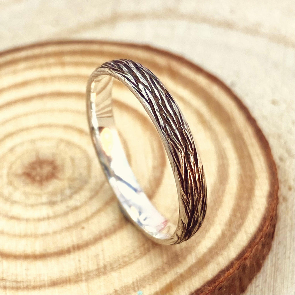 Fine Silver Tree Bark Band