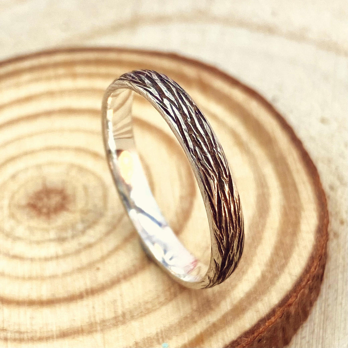 Fine Silver Tree Bark Band
