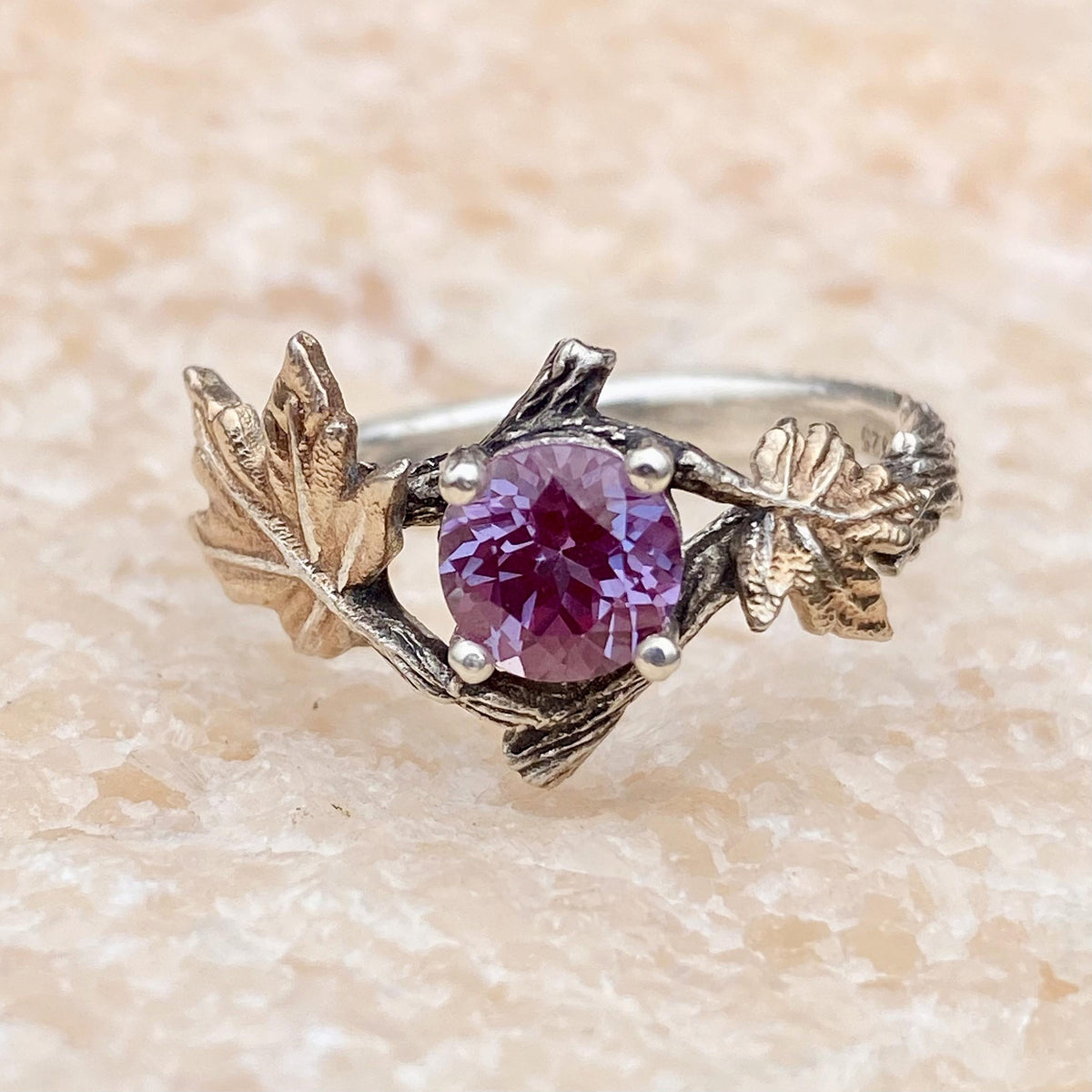 Alexandrite Sterling Silver Twig Ring