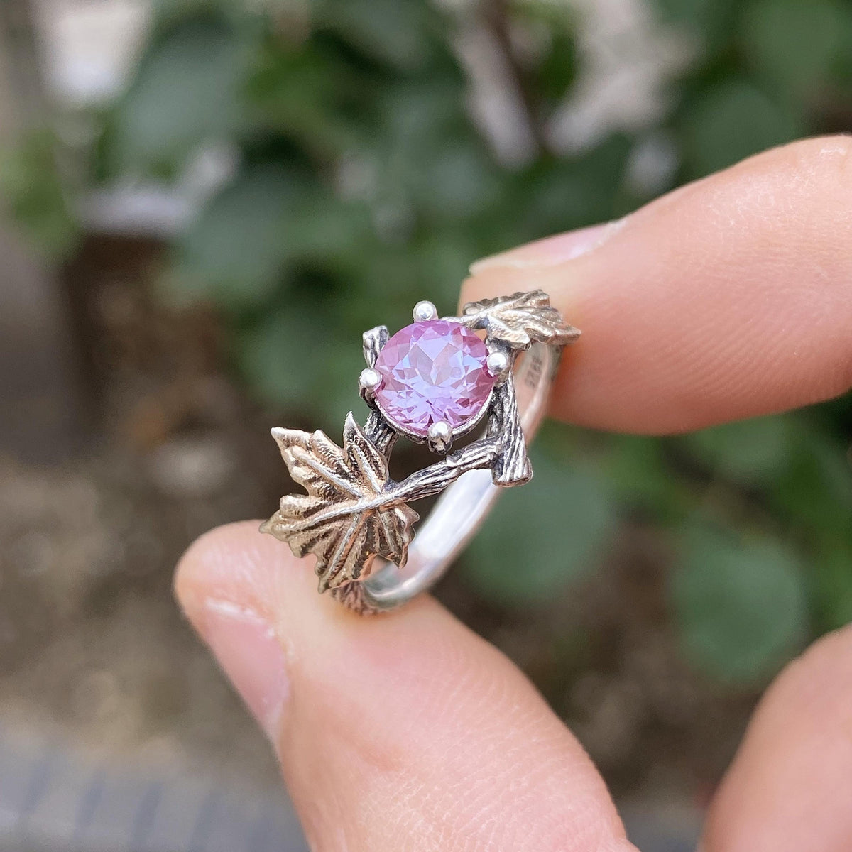 Alexandrite Sterling Silver Twig Ring