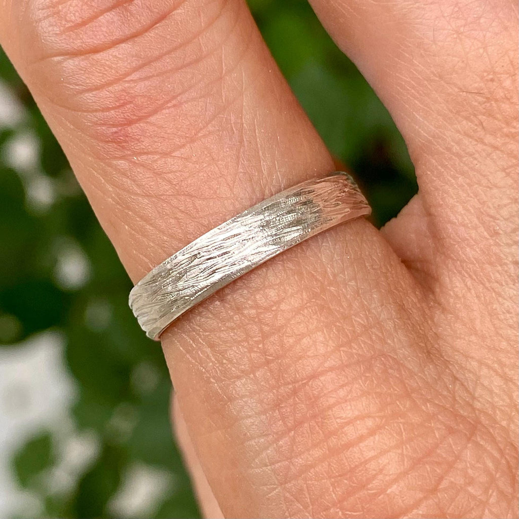 Fine Silver Tree Bark Ring