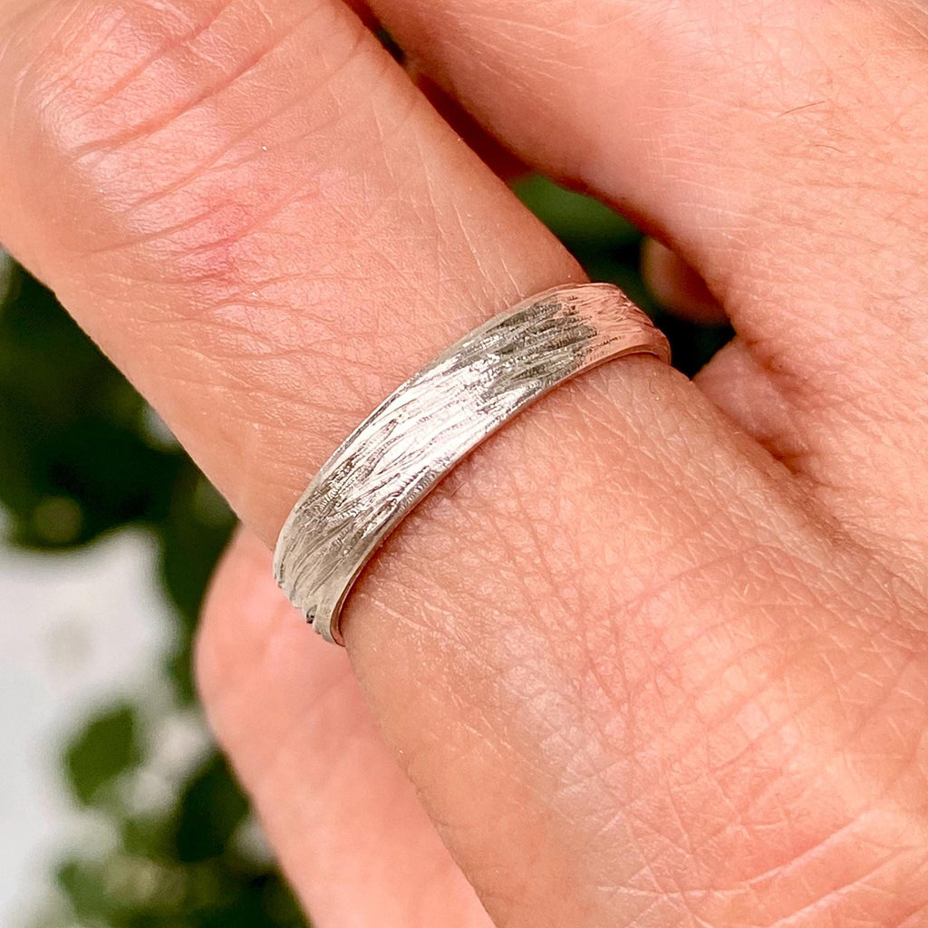 Fine Silver Tree Bark Ring