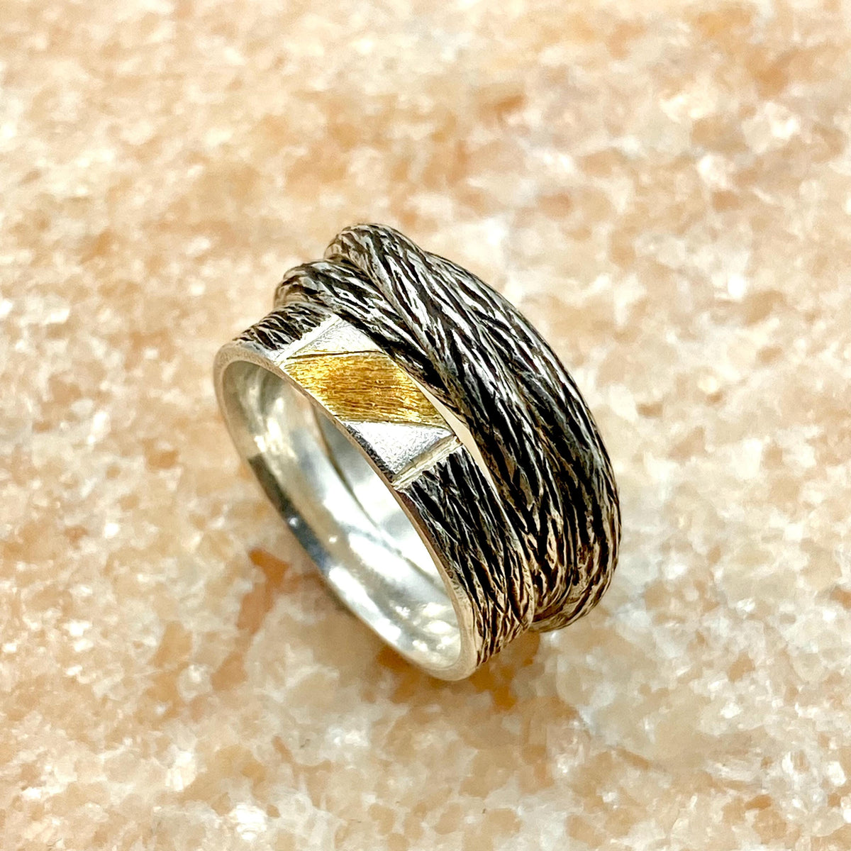 Sterling Silver Tree Bark Ring