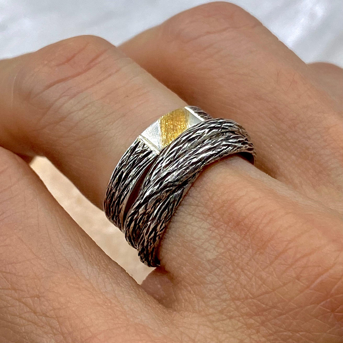 Sterling Silver Tree Bark Ring