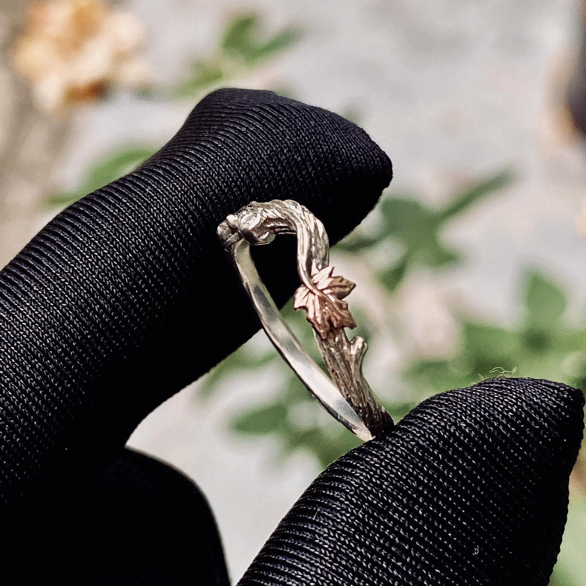 Zircon Sterling Silver Maple Leaf Ring