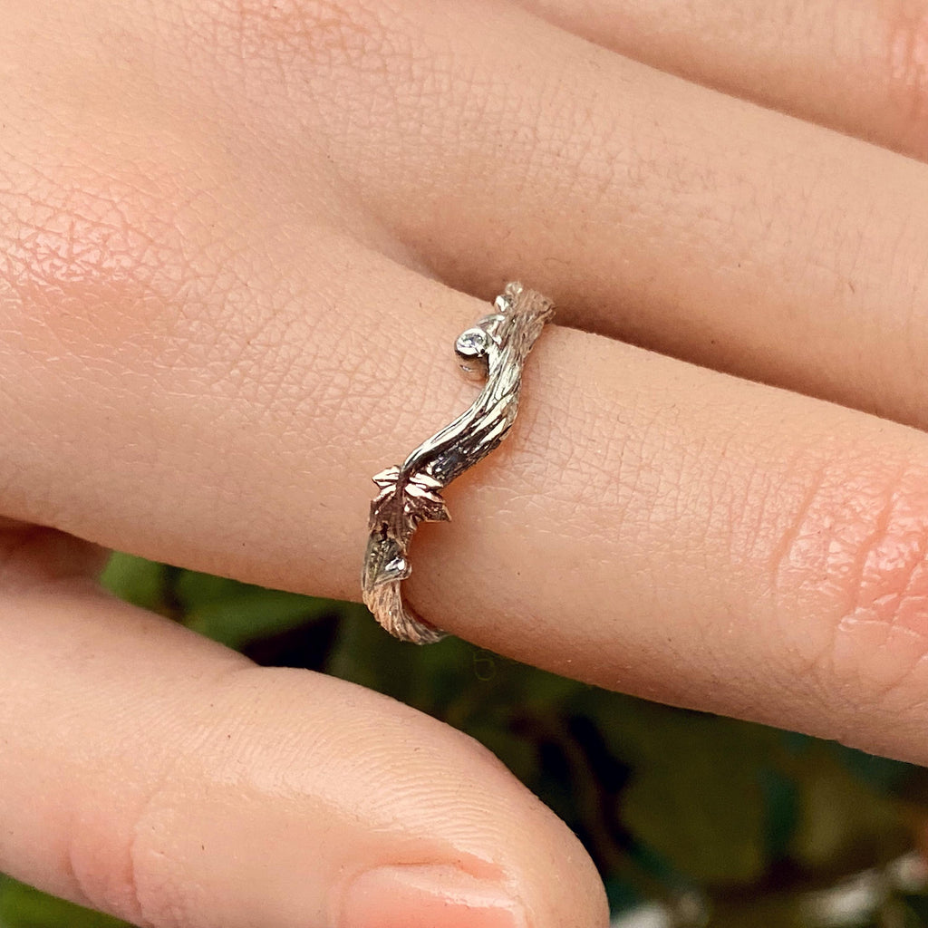 Zircon Sterling Silver Maple Leaf Ring