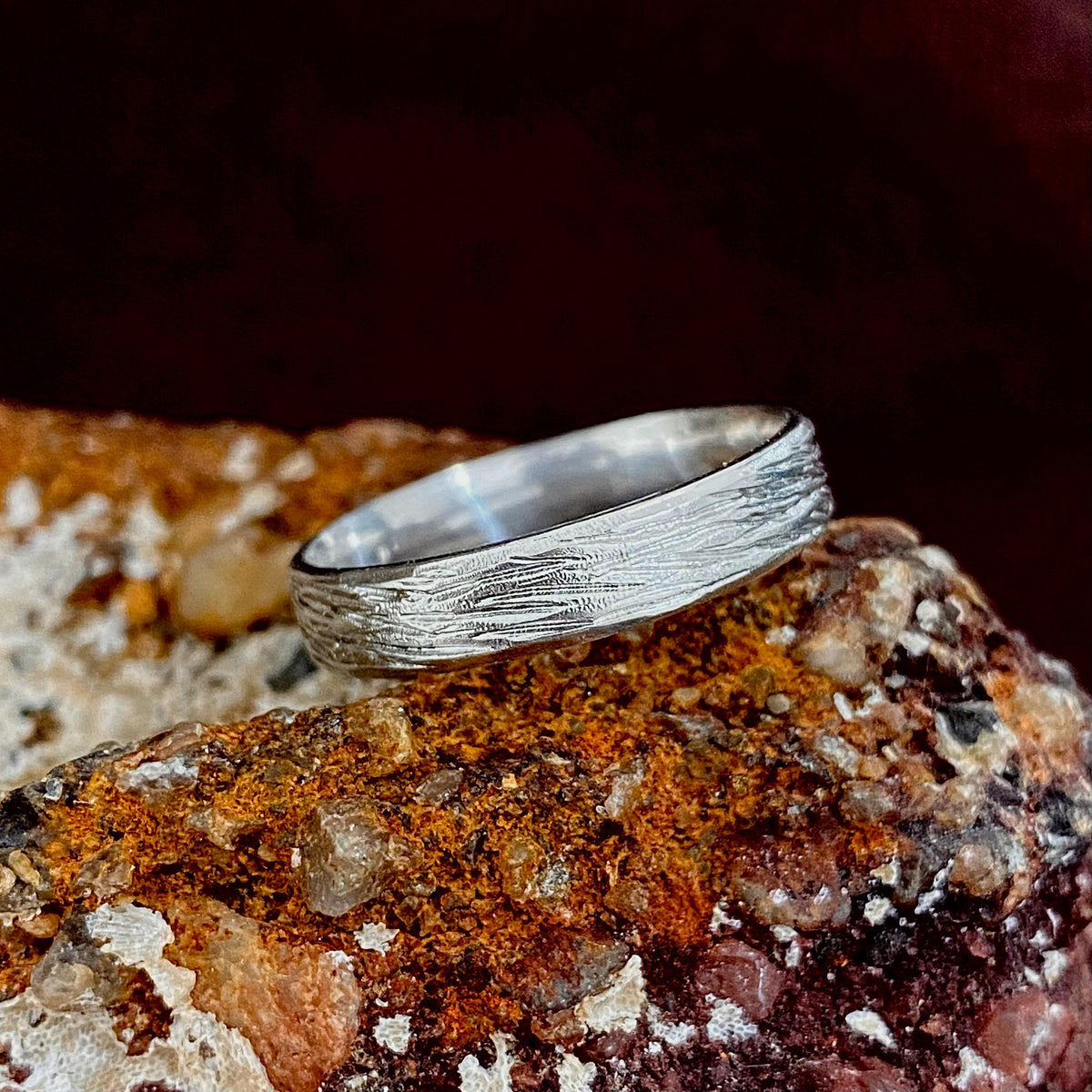 Fine Silver Tree Bark Ring