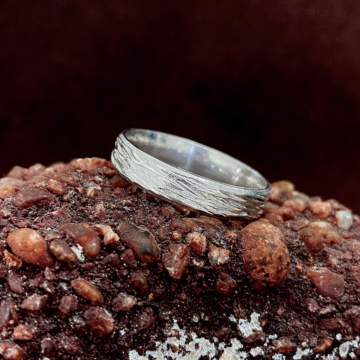 Fine Silver Tree Bark Ring