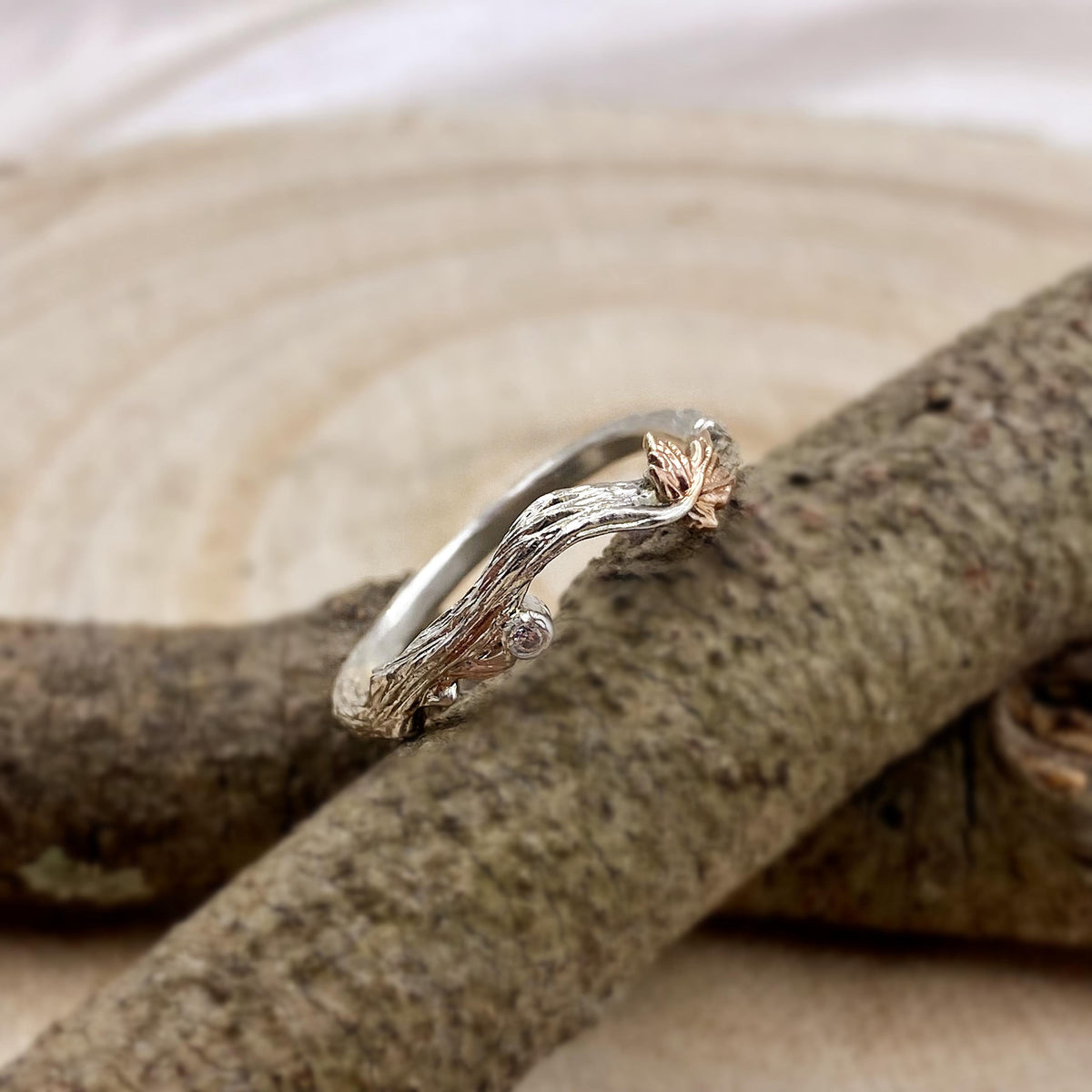 Zircon Sterling Silver Maple Leaf Ring