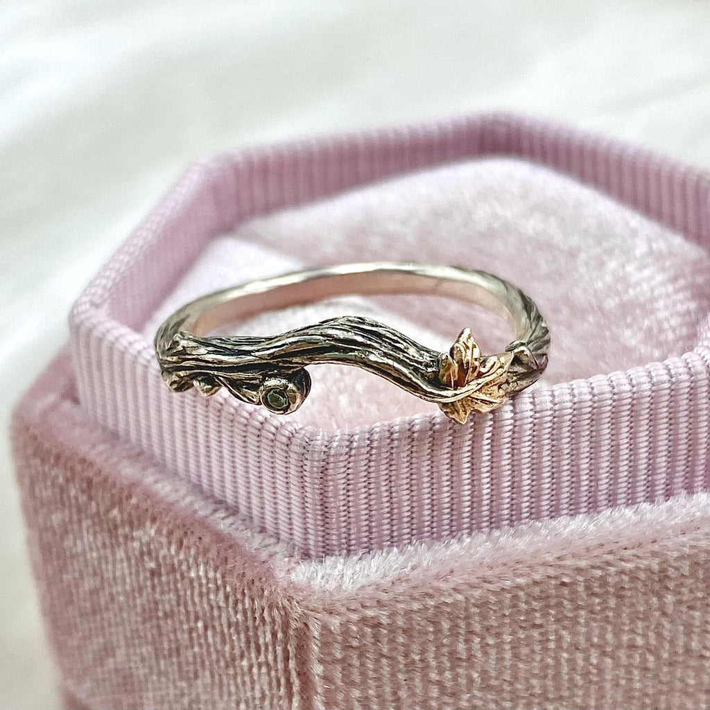 Zircon Sterling Silver Maple Leaf Ring