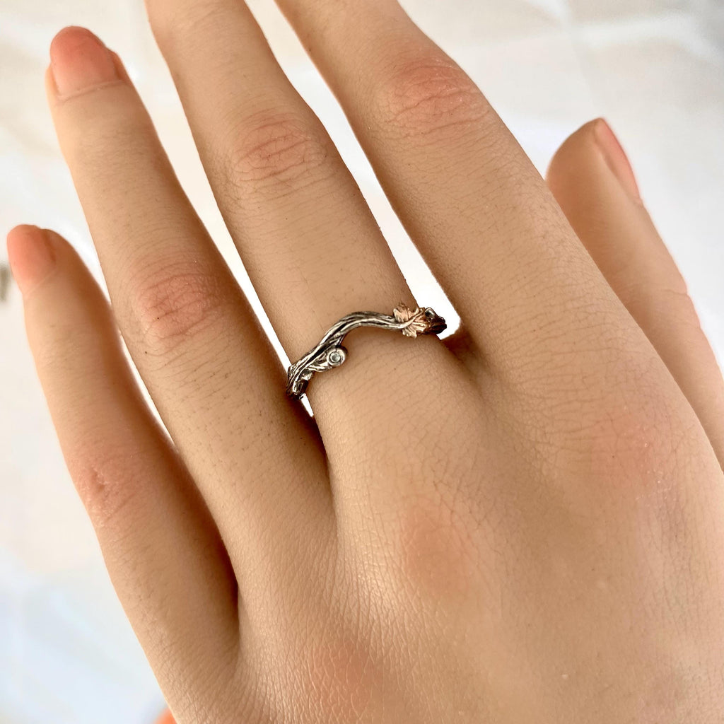 Zircon Sterling Silver Maple Leaf Ring