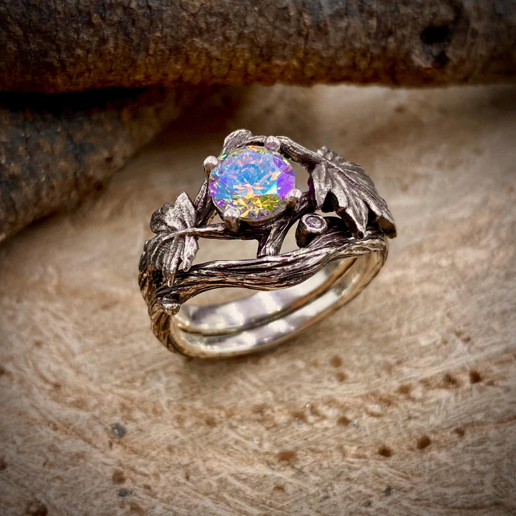 Zircon Sterling Silver Maple Leaf Ring