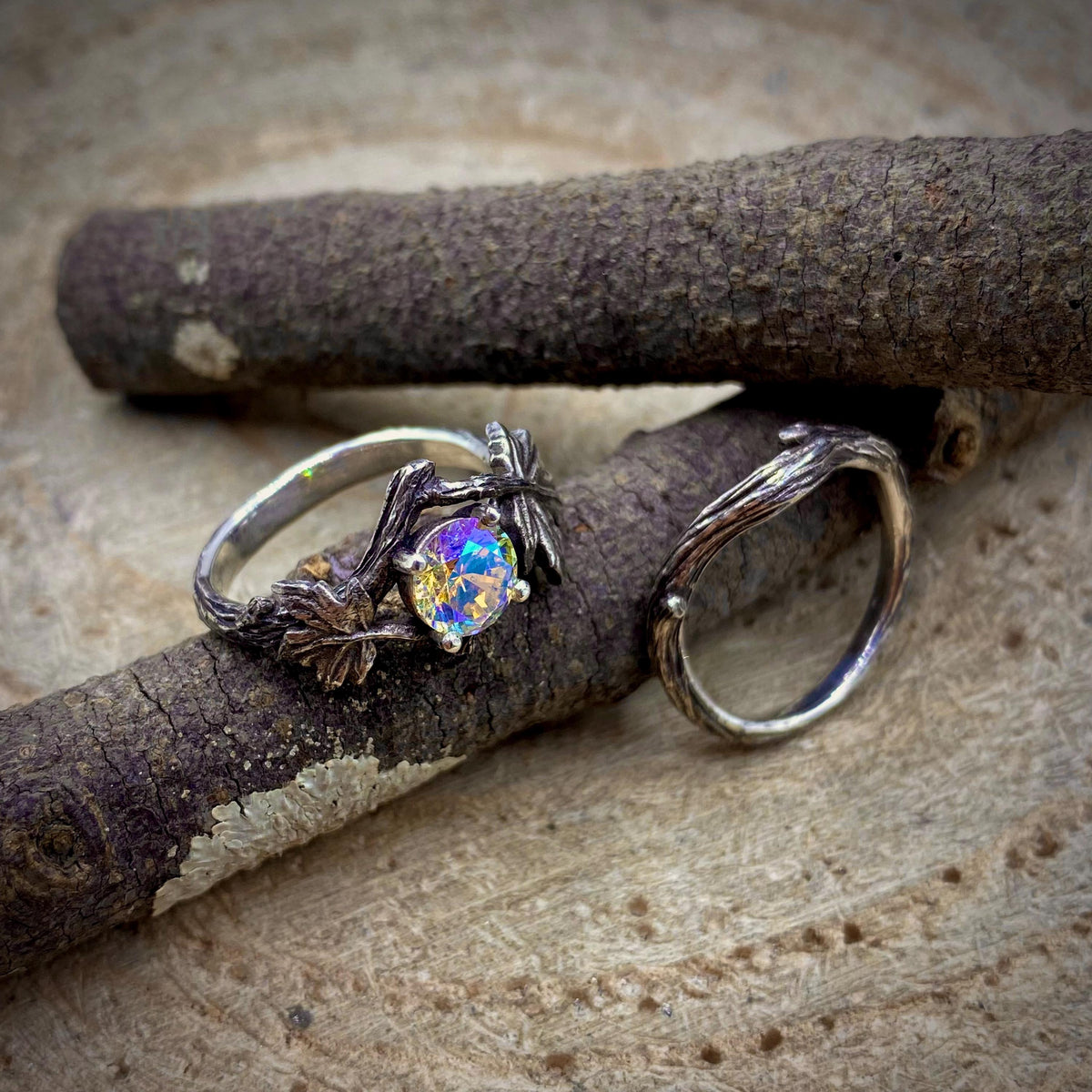 Zircon Sterling Silver Maple Leaf Ring
