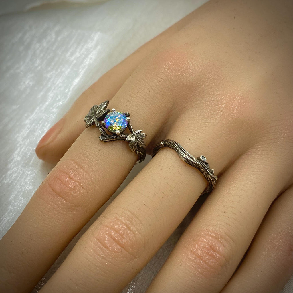 Zircon Sterling Silver Maple Leaf Ring