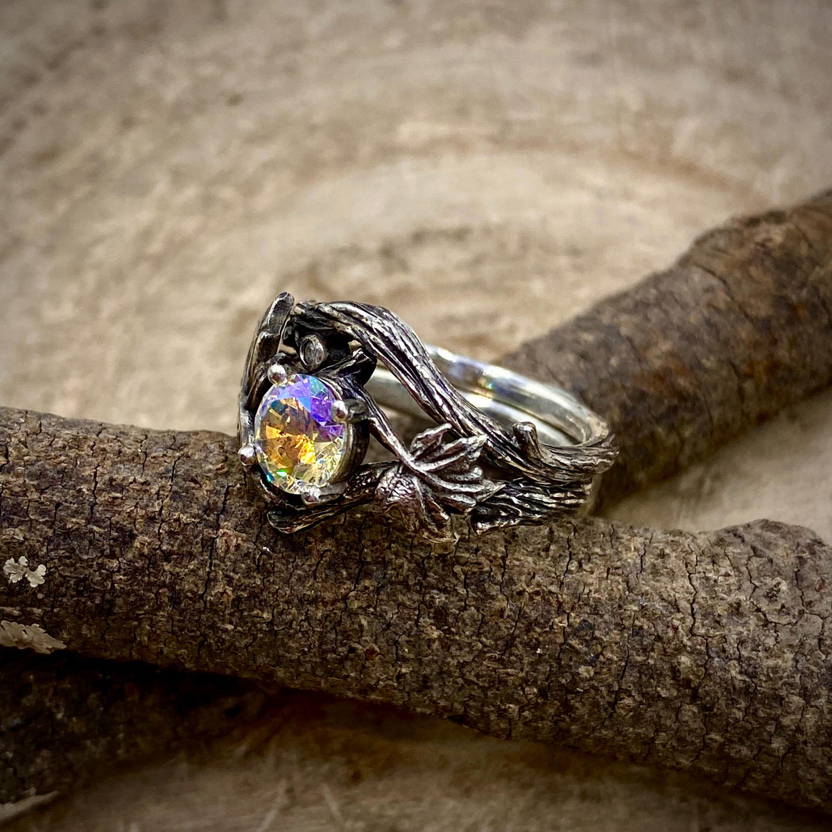 Zircon Sterling Silver Maple Leaf Ring
