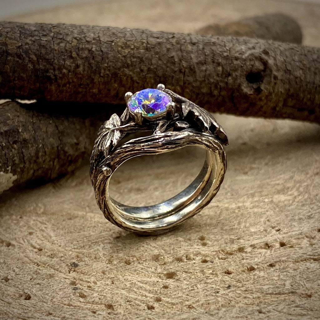 Zircon Sterling Silver Maple Leaf Ring