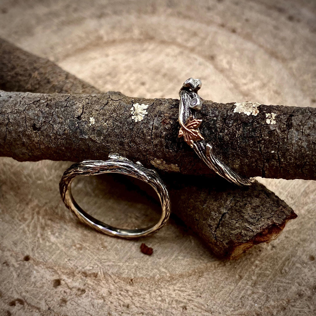 Zirconia Sterling Silver Maple Leaf Ring