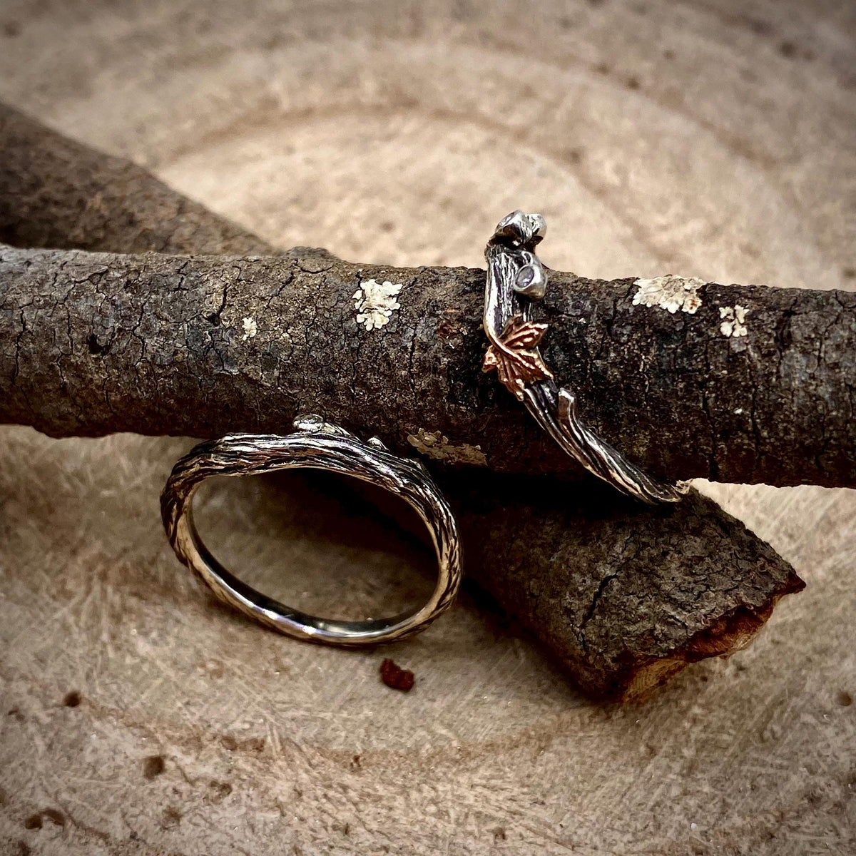 Zirconia Sterling Silver Maple Leaf Ring