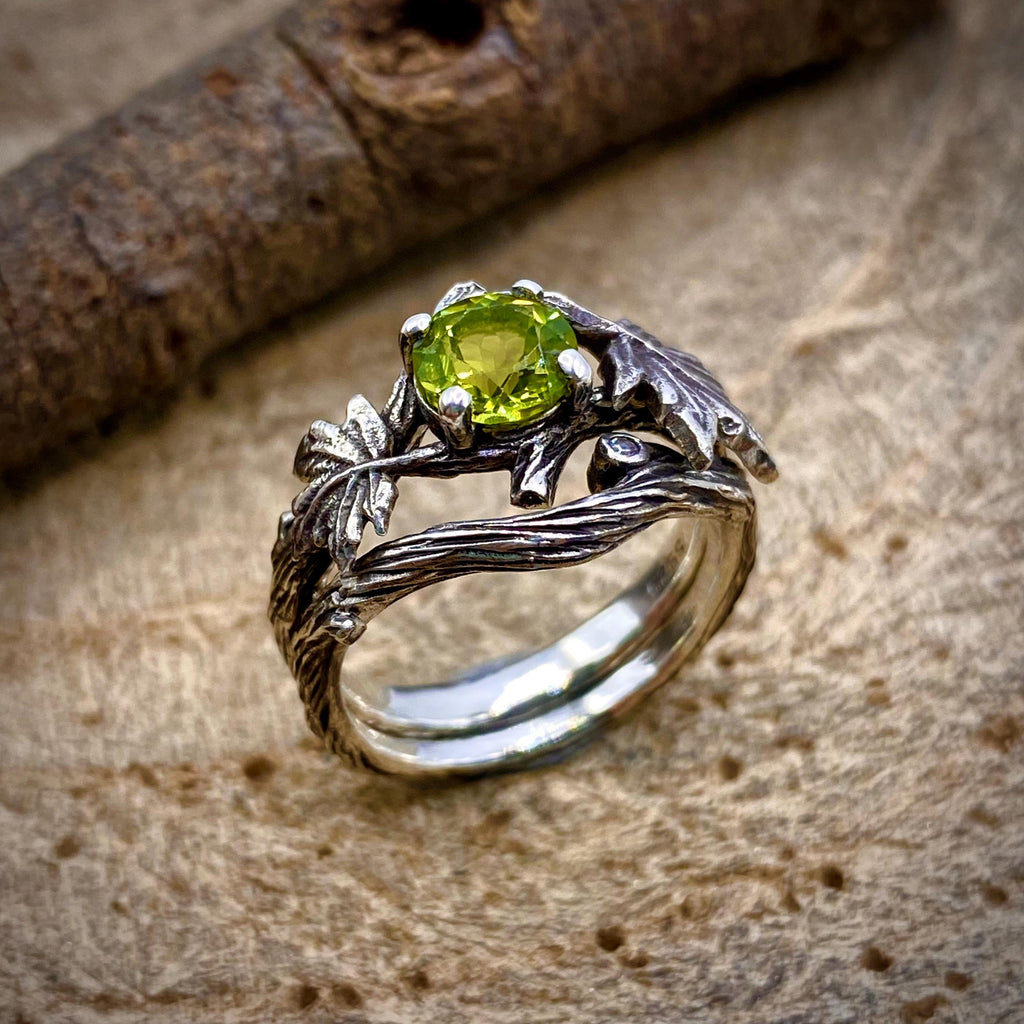 Peridot Sterling Silver Maple Leaf Ring