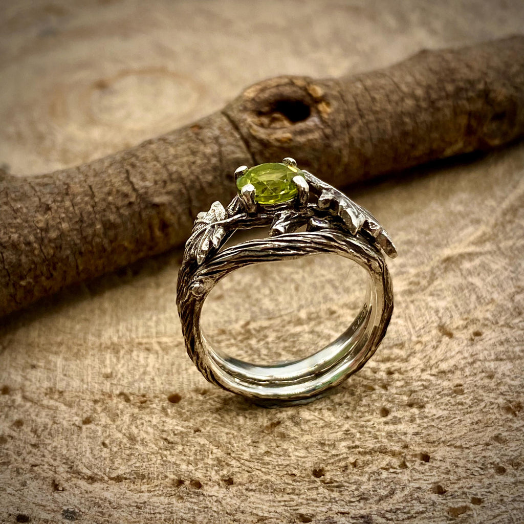 Peridot Sterling Silver Maple Leaf Ring