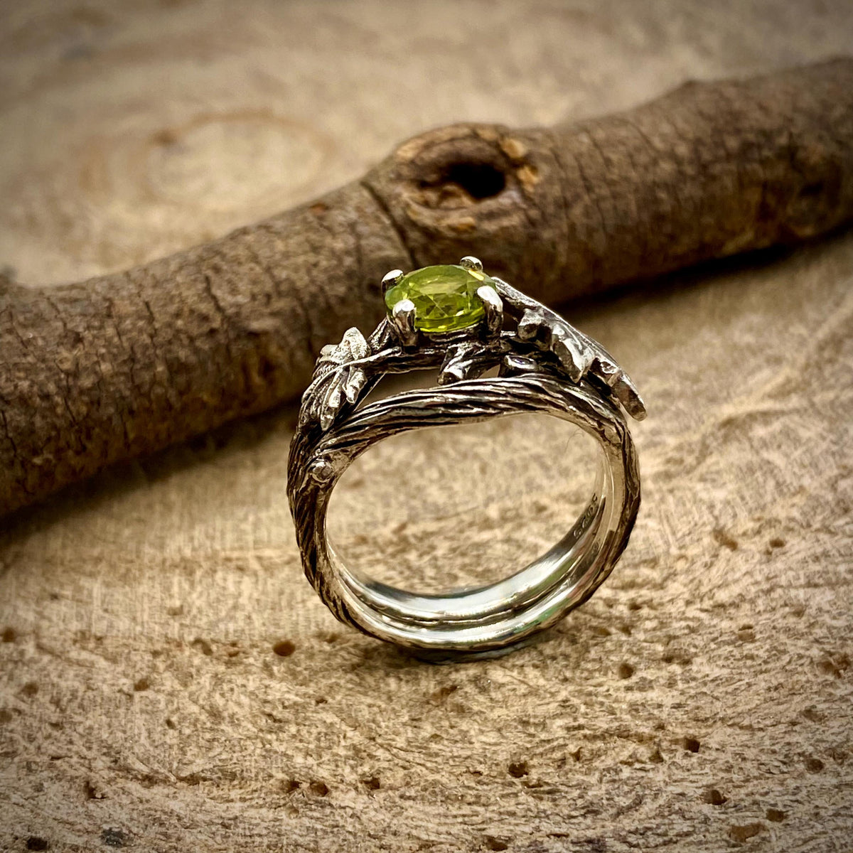 Peridot Sterling Silver Maple Leaf Ring