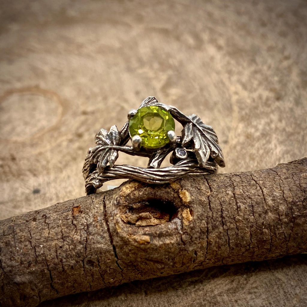 Peridot Sterling Silver Maple Leaf Ring