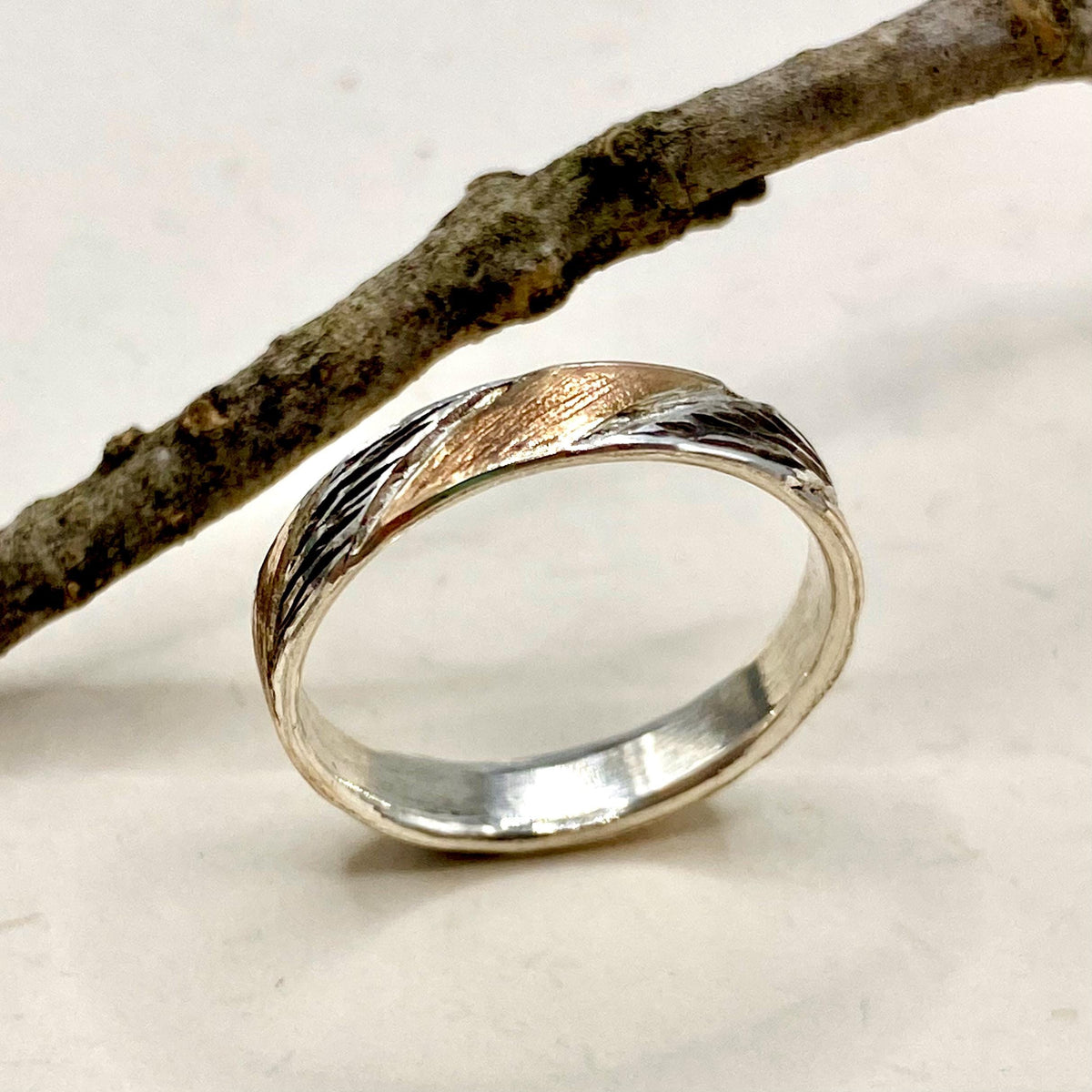 Fine Silver Tree Bark Band