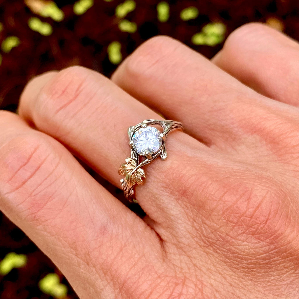 Lab-Grown Diamond 14K Gold Tree Bark Ring