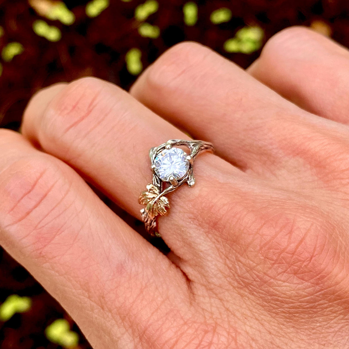 Lab-Grown Diamond 14K Gold Tree Bark Ring