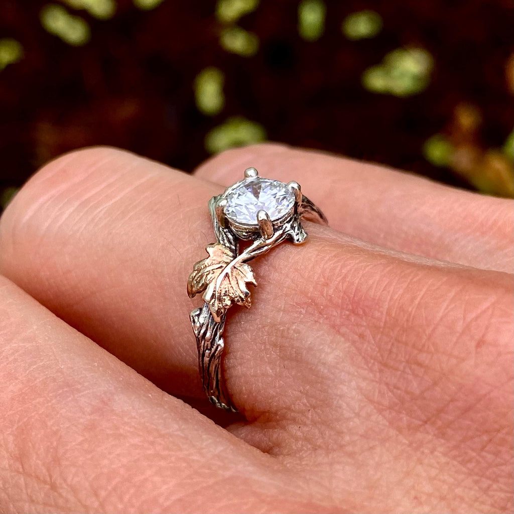 Lab-Grown Diamond 14K Gold Tree Bark Ring