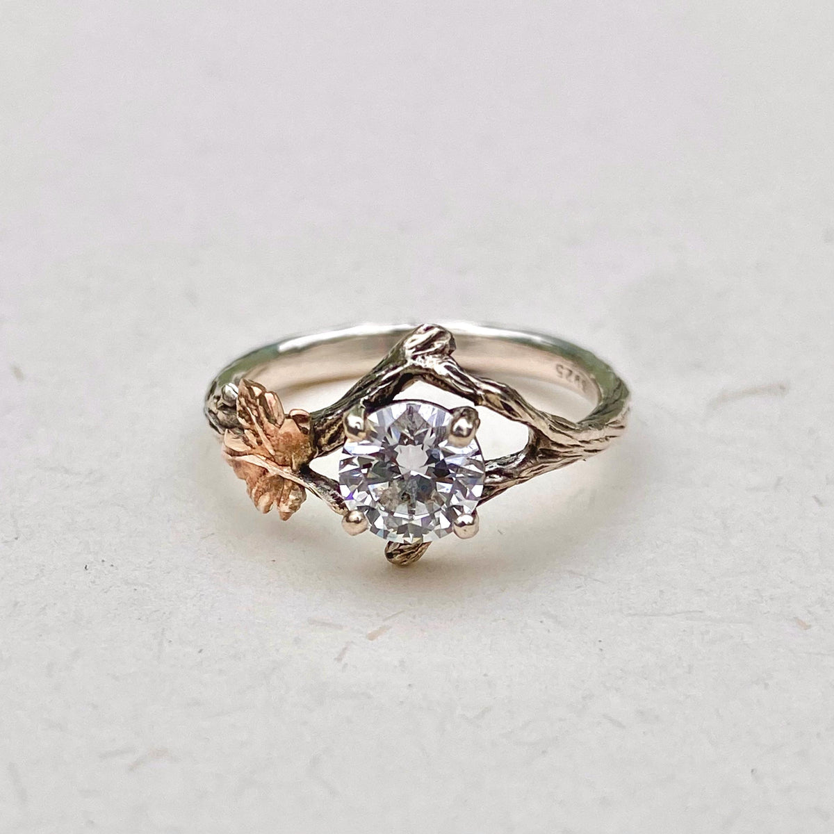 Lab-Grown Diamond 14K Gold Tree Bark Ring