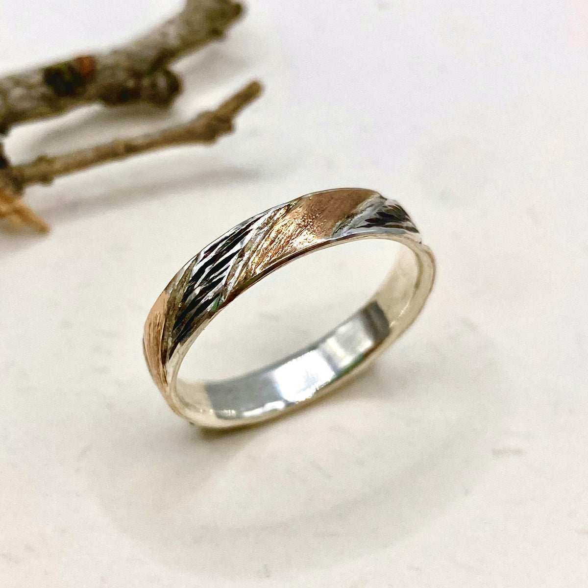 Fine Silver Tree Bark Band