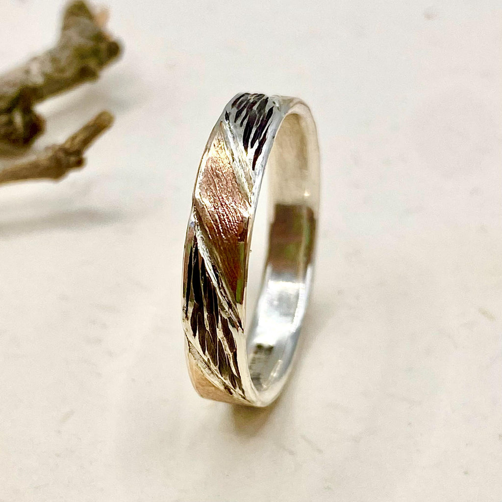 Fine Silver Tree Bark Band