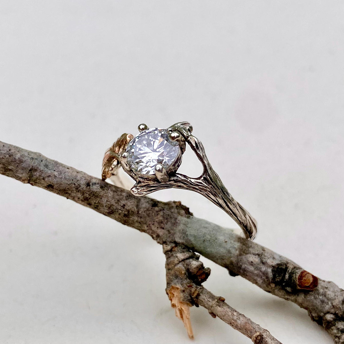 Lab-Grown Diamond 14K Gold Tree Bark Ring