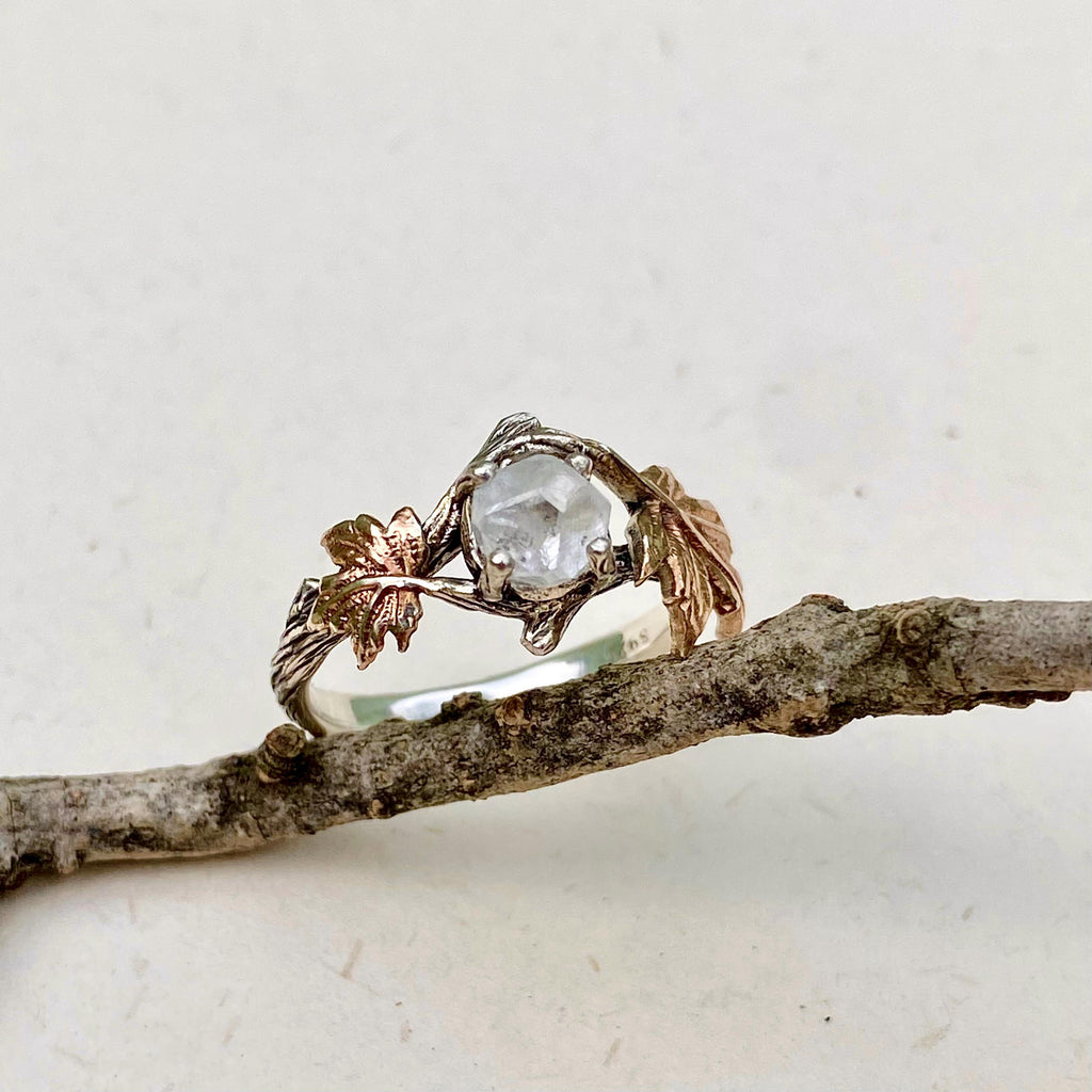 Lab-Grown Diamond Sterling Silver Maple Leaf Ring