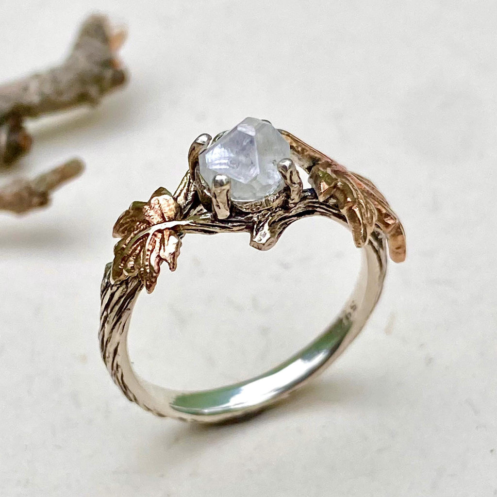 Lab-Grown Diamond Sterling Silver Maple Leaf Ring