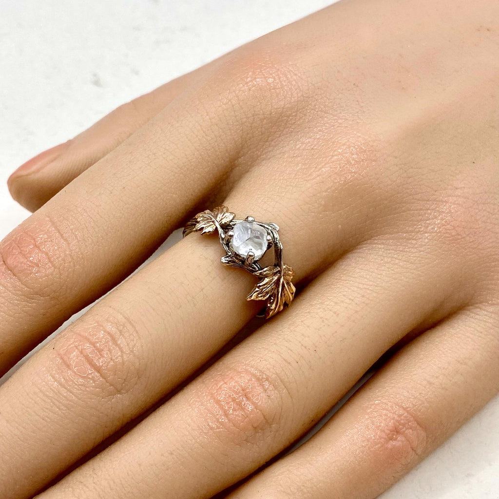 Lab-Grown Diamond Sterling Silver Maple Leaf Ring
