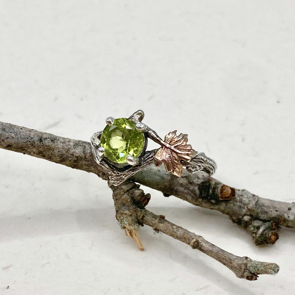 Peridot Sterling Silver Maple Leaf Ring