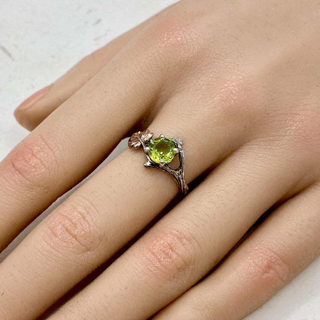 Peridot Sterling Silver Maple Leaf Ring