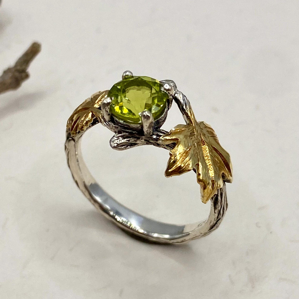 Peridot Sterling Silver Twig Ring