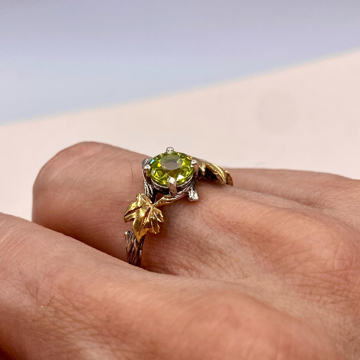 Peridot Sterling Silver Twig Ring