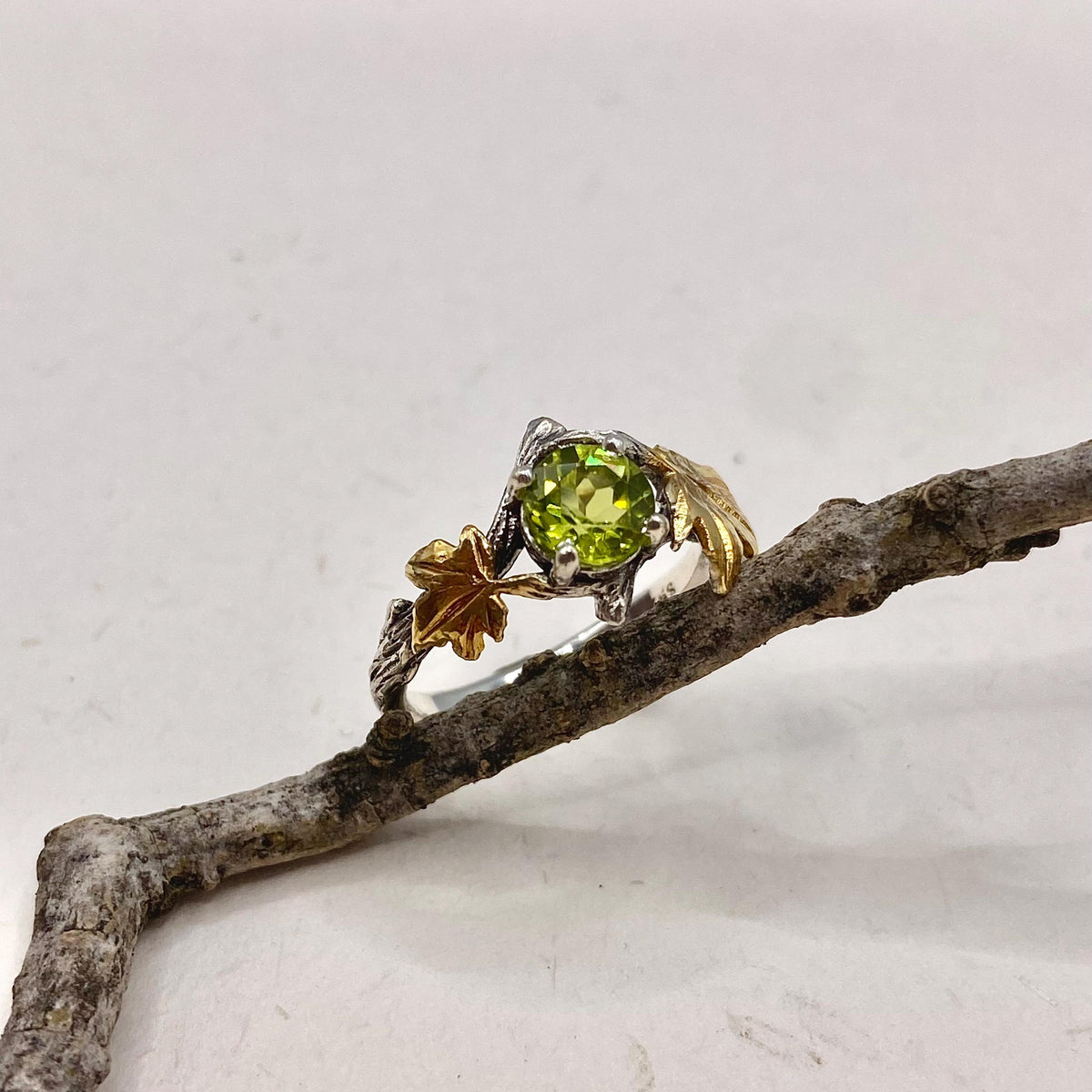 Peridot Sterling Silver Twig Ring