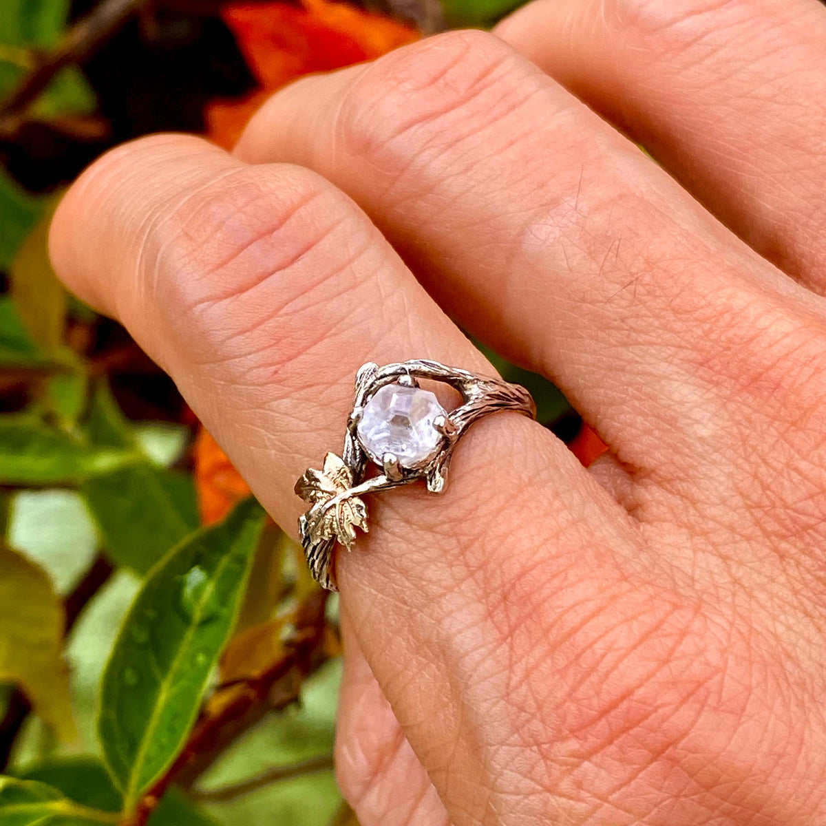 Lab-Grown Diamond 14K Gold Twig Ring