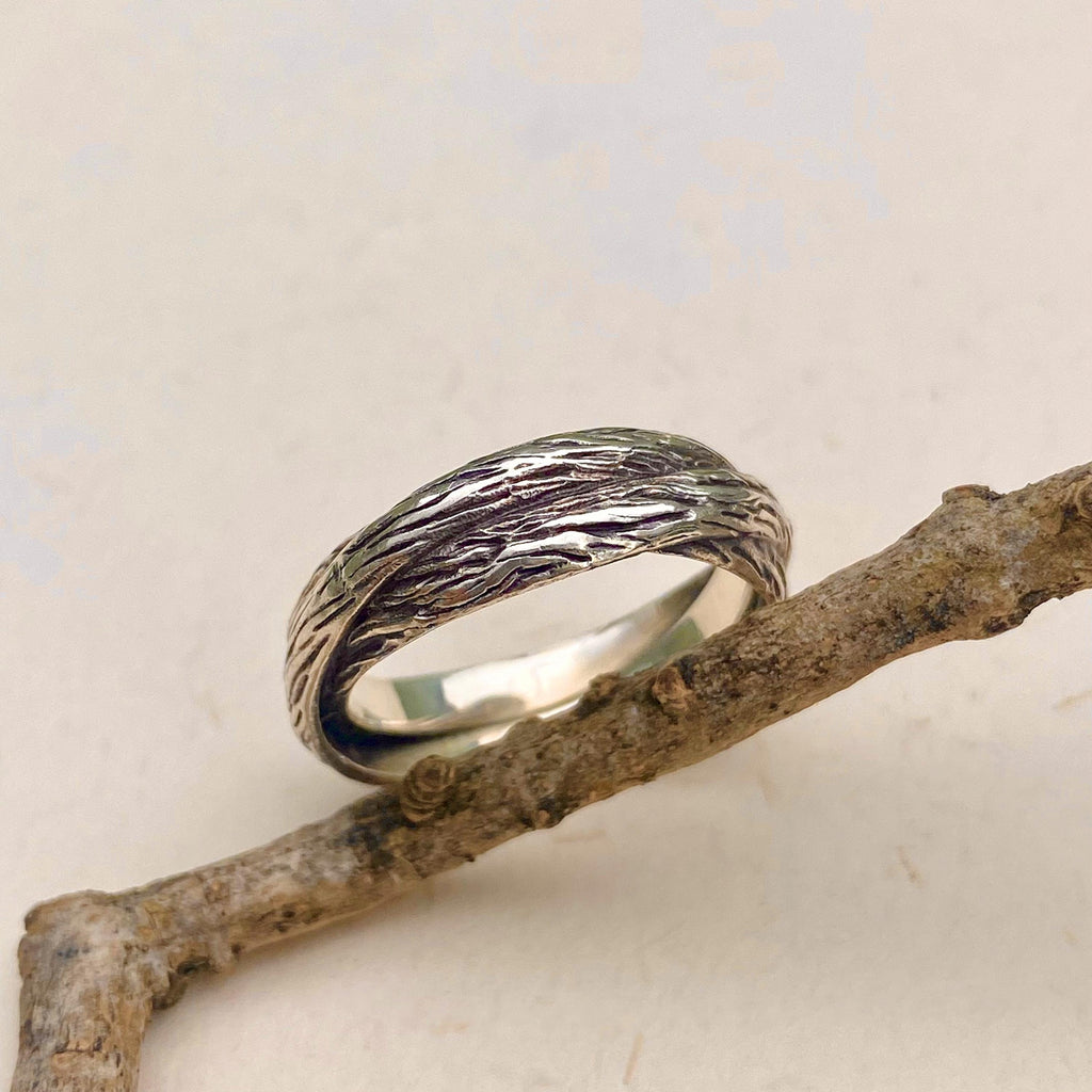 Moss Agate Sterling Silver Oak Leaf Ring Set