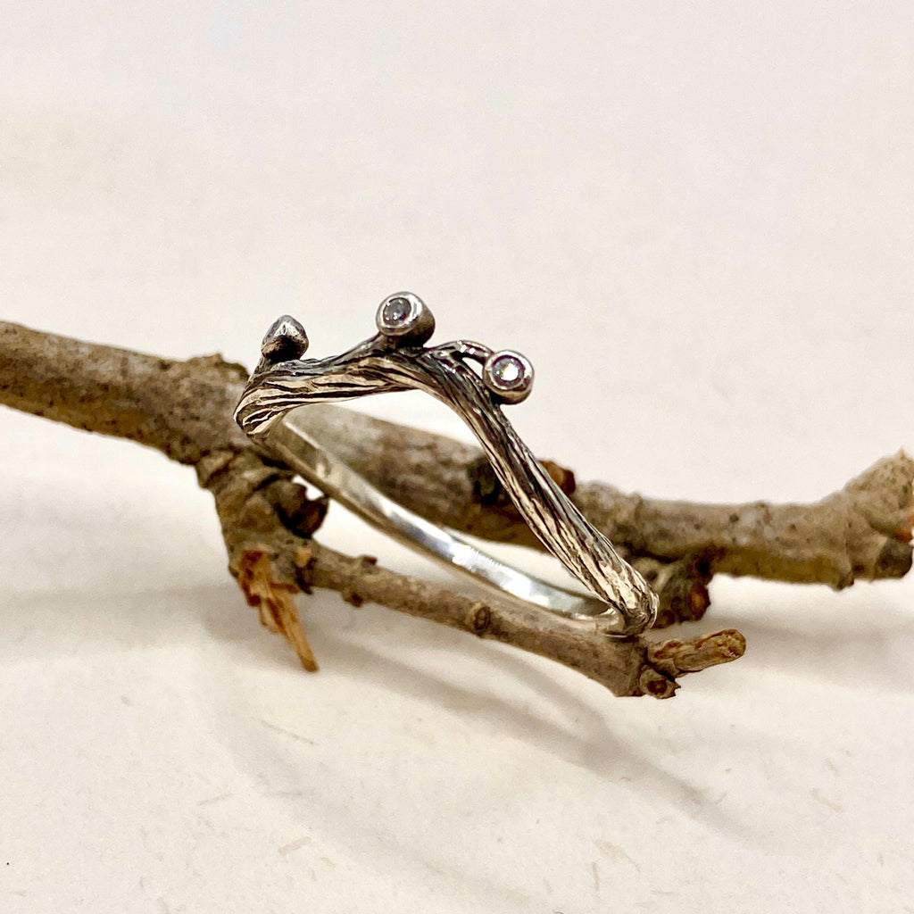 Zircon Sterling Silver Twig Ring